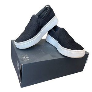 Eileen Fisher Black Mesh Platform Slip On Sneakers Size 5.5
